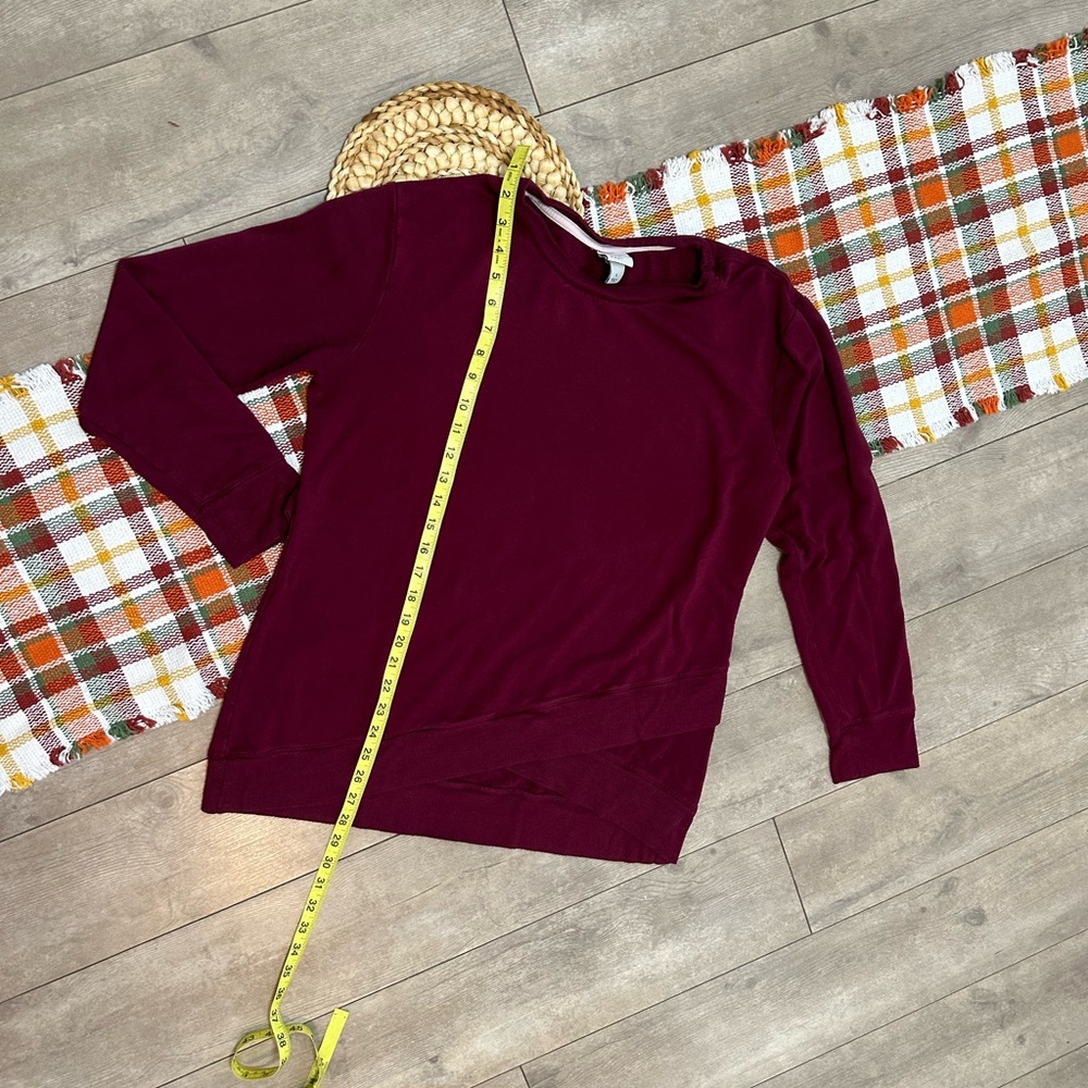A New Day Women's Long Sleeve Cross-Front Pullover Sweatshirt Burgundy Sz Large - Picture 11 of 15